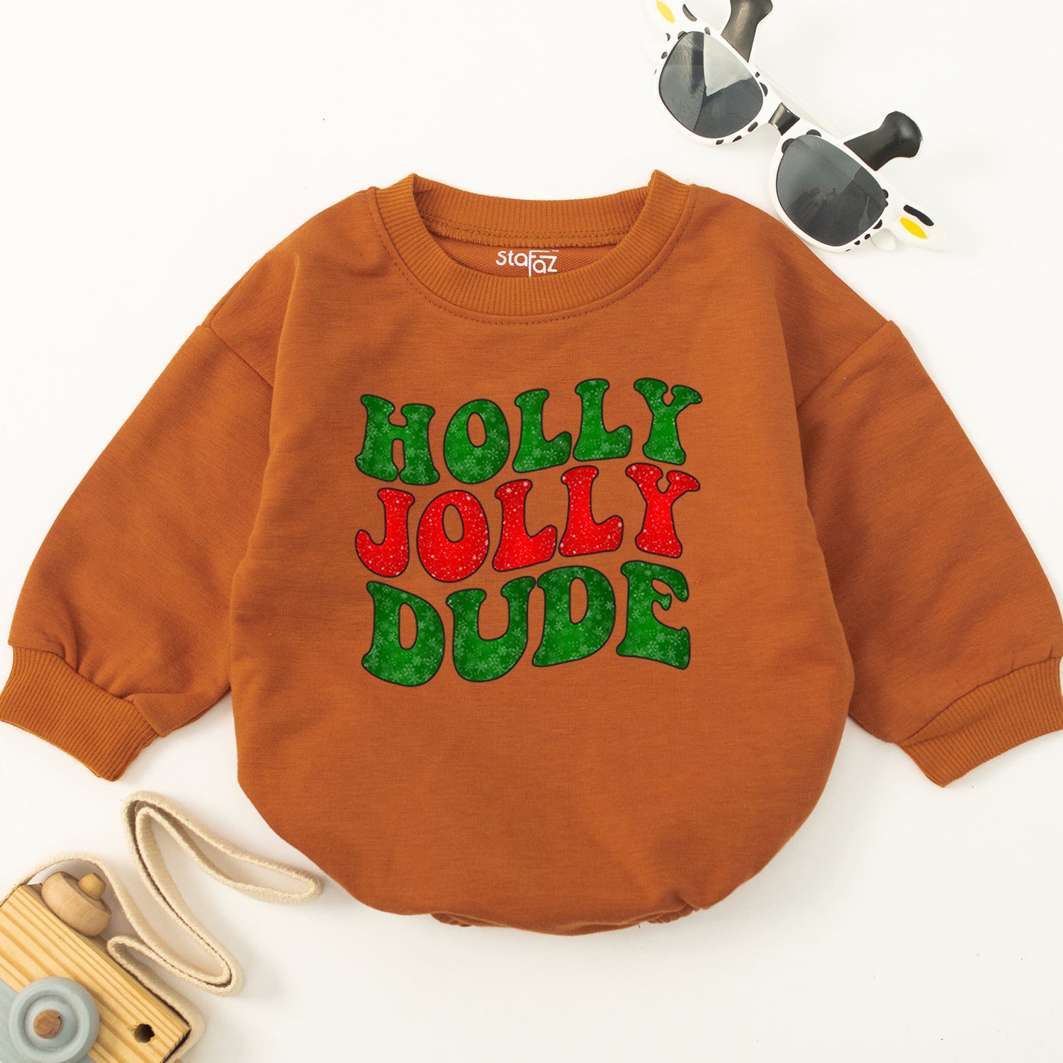 Holly Jolly Dude Christmas Baby Romper Retro Xmas Baby Outfit Merry Christmas Gift image 2