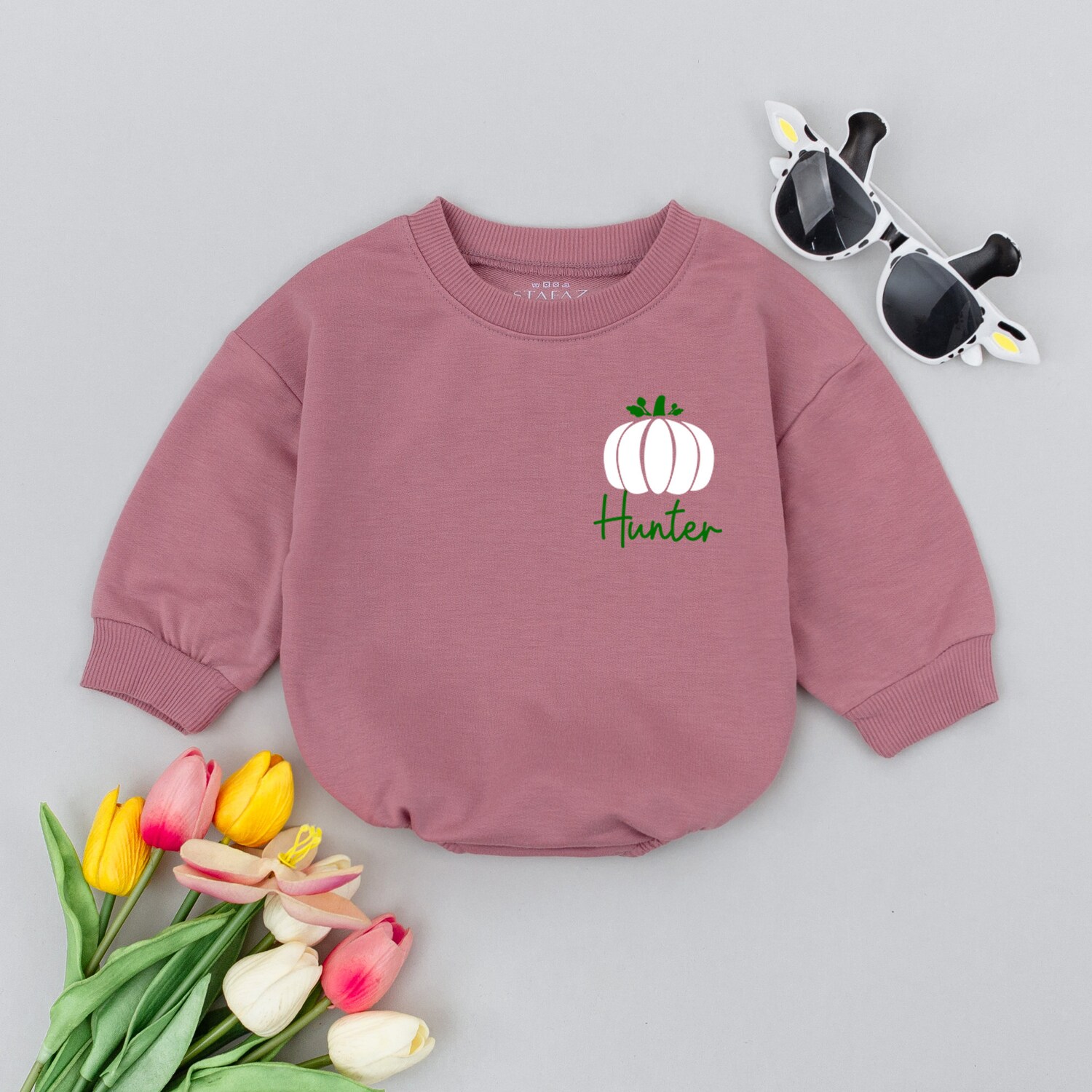 Personalized Pumpkin Baby Romper Halloween Baby Clothes First Halloween Costume Outfit image 3