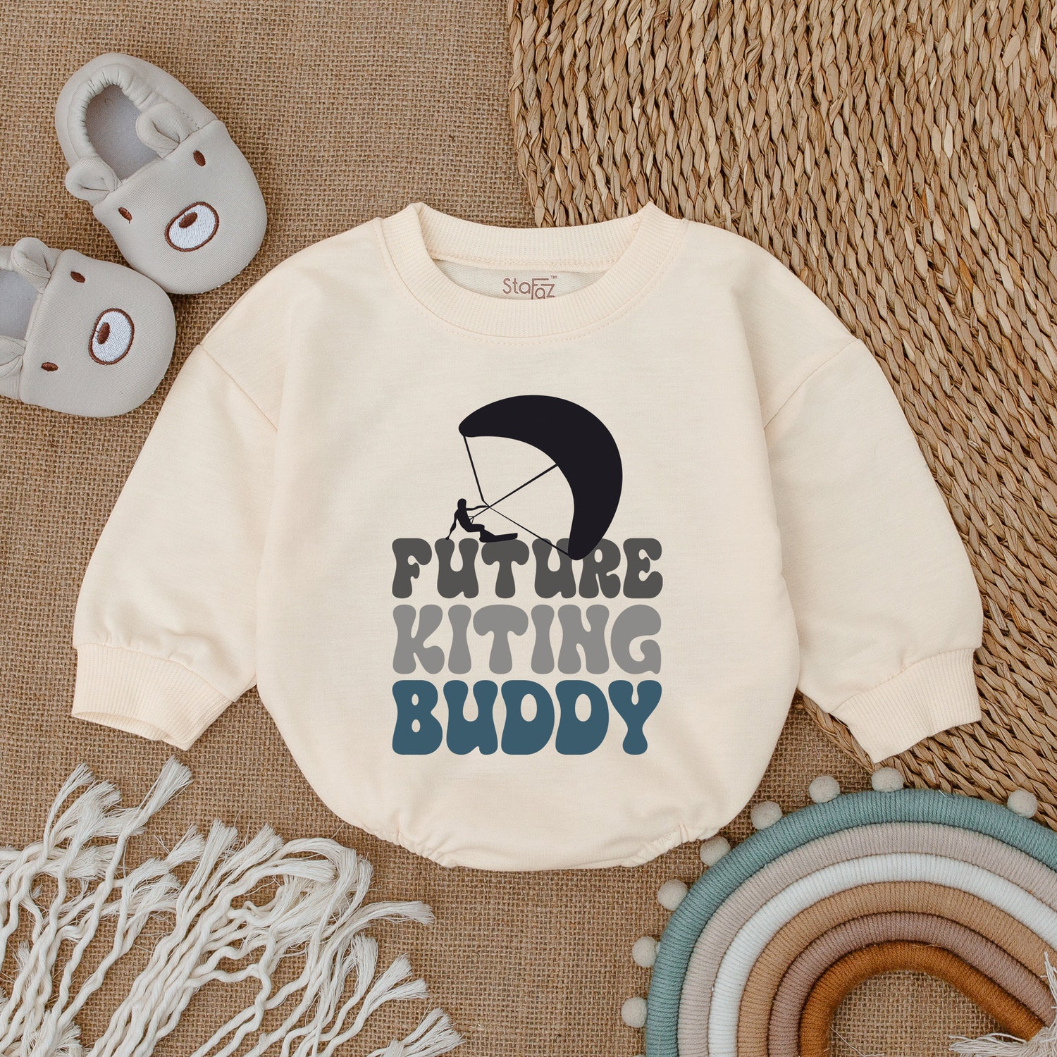 Future Kiting Buddy Baby Romper Daddy & Me Bodysuit Baby Shower Gift New Dad Shirt image 1