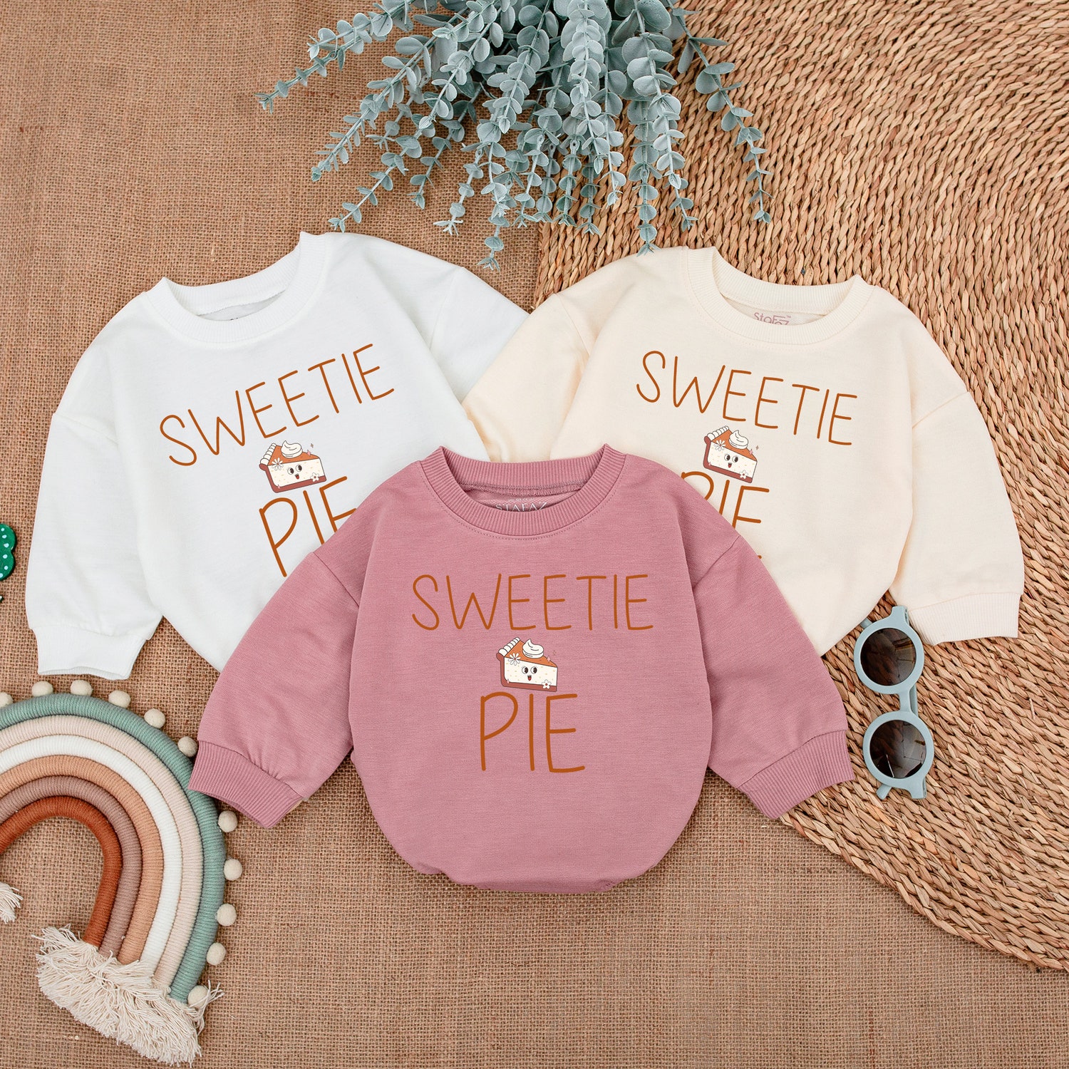 Thanksgiving Baby Romper Sweetie Pie Infant Outfit Fall Baby Girl Clothes First Thanksgiving Bodysuit image 3