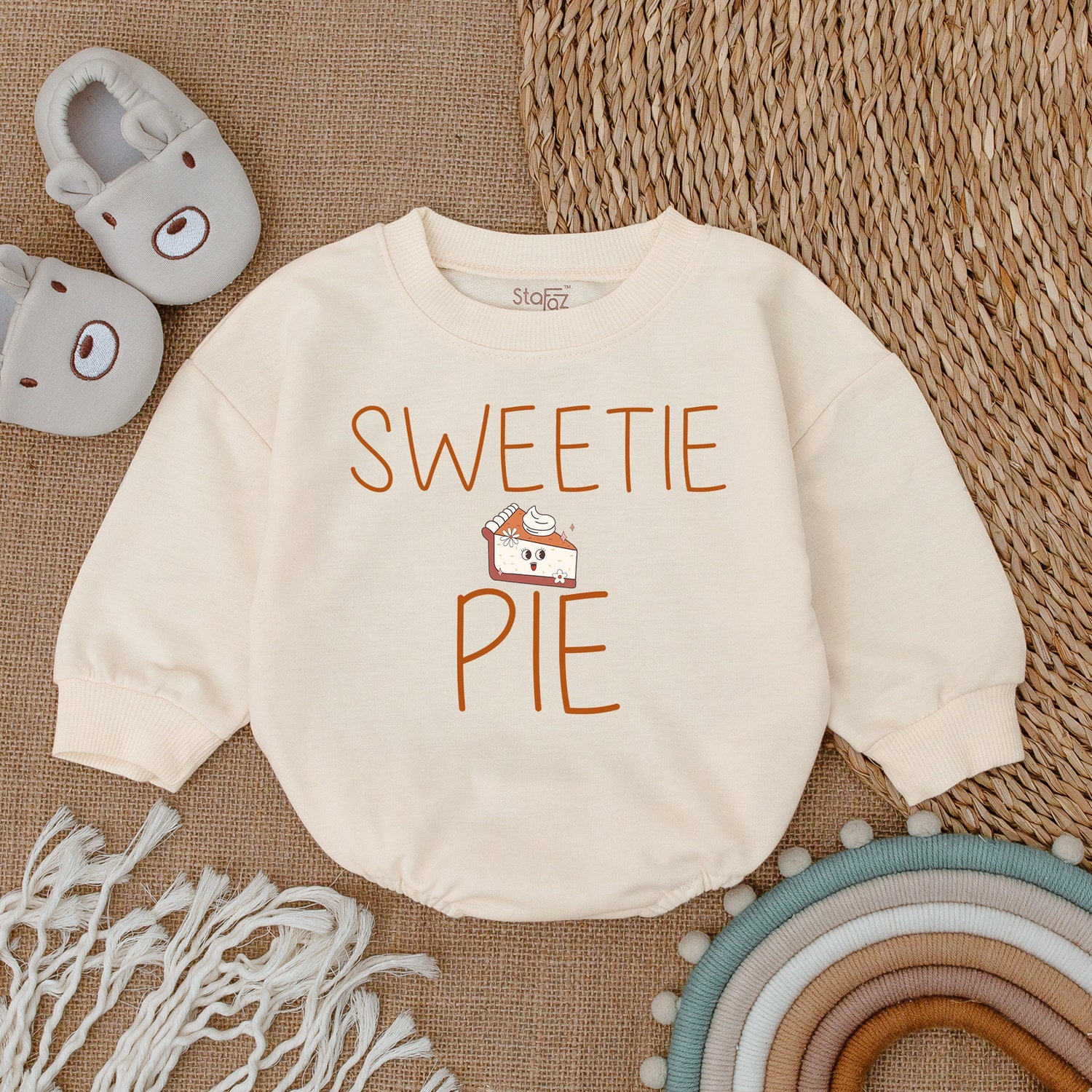 Thanksgiving Baby Romper Sweetie Pie Infant Outfit Fall Baby Girl Clothes First Thanksgiving Bodysuit image 1