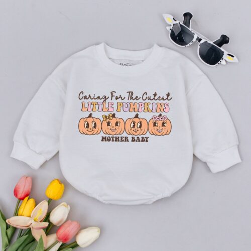 Caring For The Cutest Pumpkins Baby Romper Fall Bodysuit Cute Pumpkin Baby Clothes Baby Gift image 0