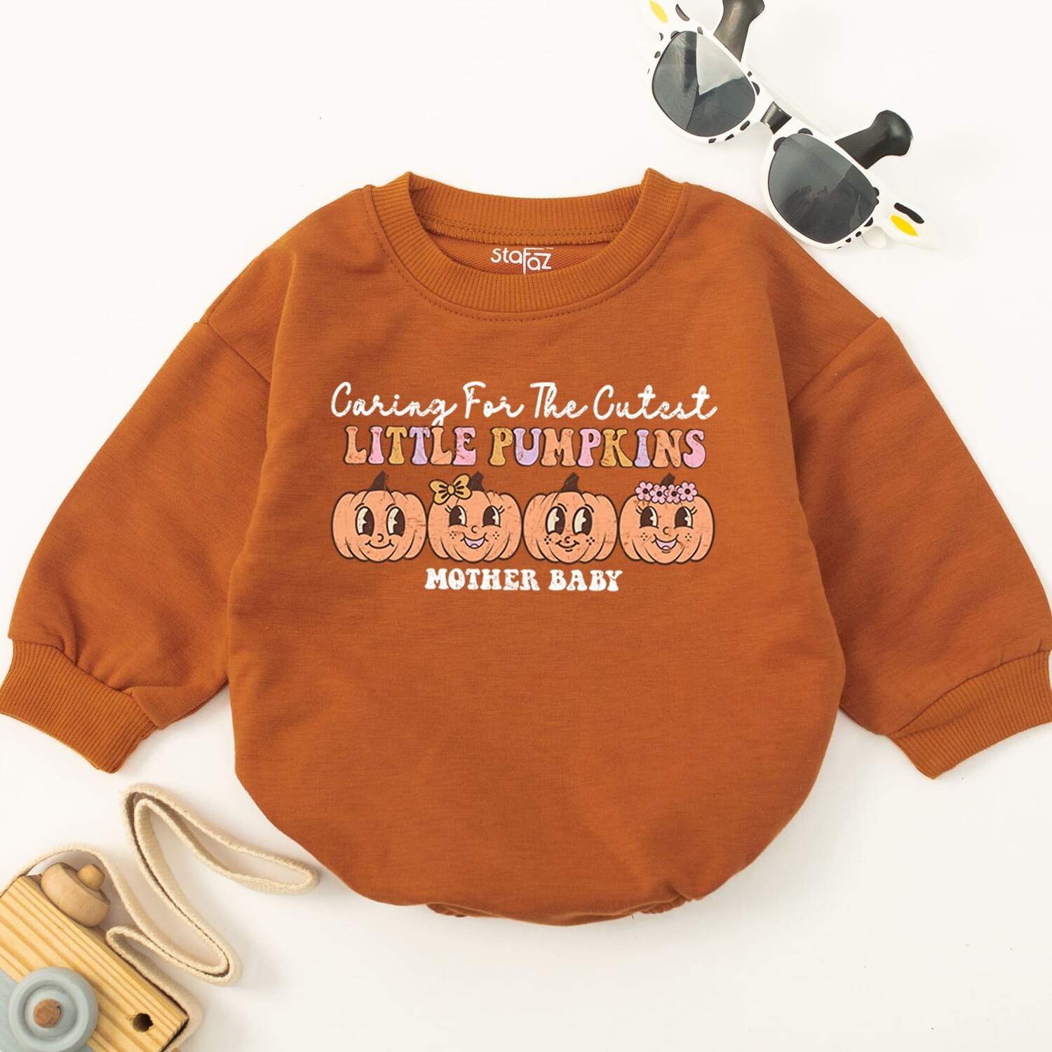 Caring For The Cutest Pumpkins Baby Romper Fall Bodysuit Cute Pumpkin Baby Clothes Baby Gift image 2