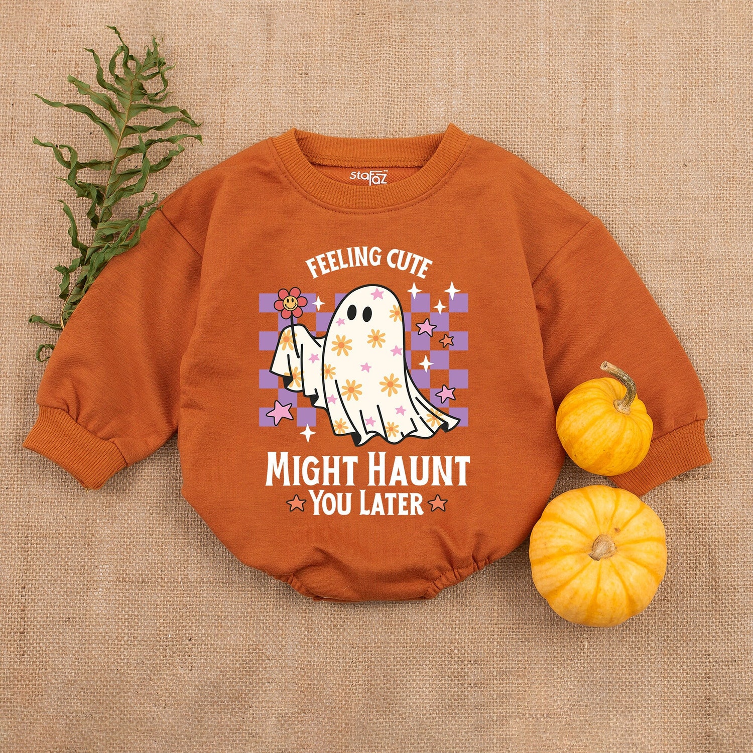 Feeling Cute Baby Ghost Bodysuit My First Halloween Outfit Baby Romper Halloween Baby Clothes image 3