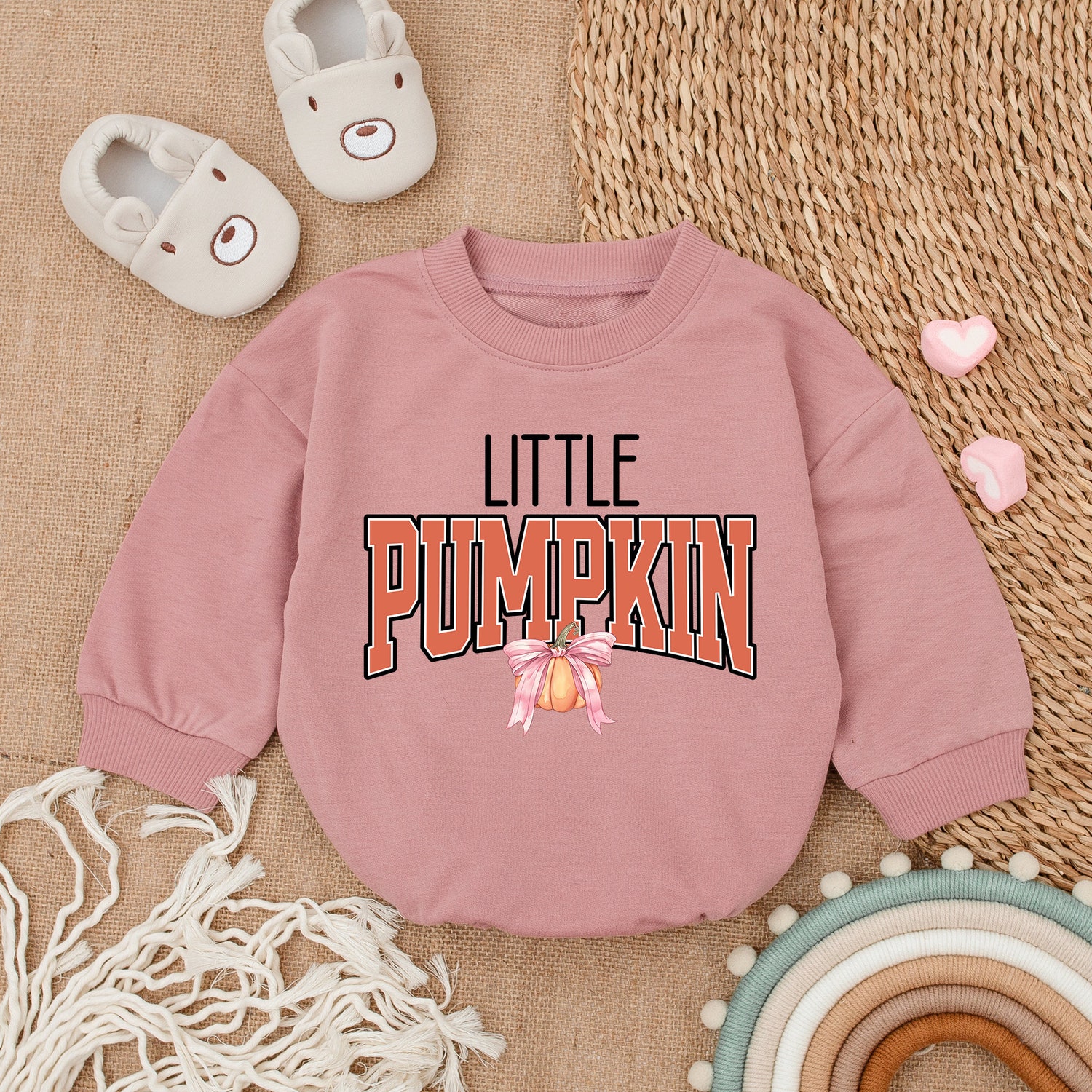 Little Pumpkin Baby Romper Thanksgiving Infant Outfit Fall Baby Shower Gift First Thanksgiving Baby Bodysuit image 2