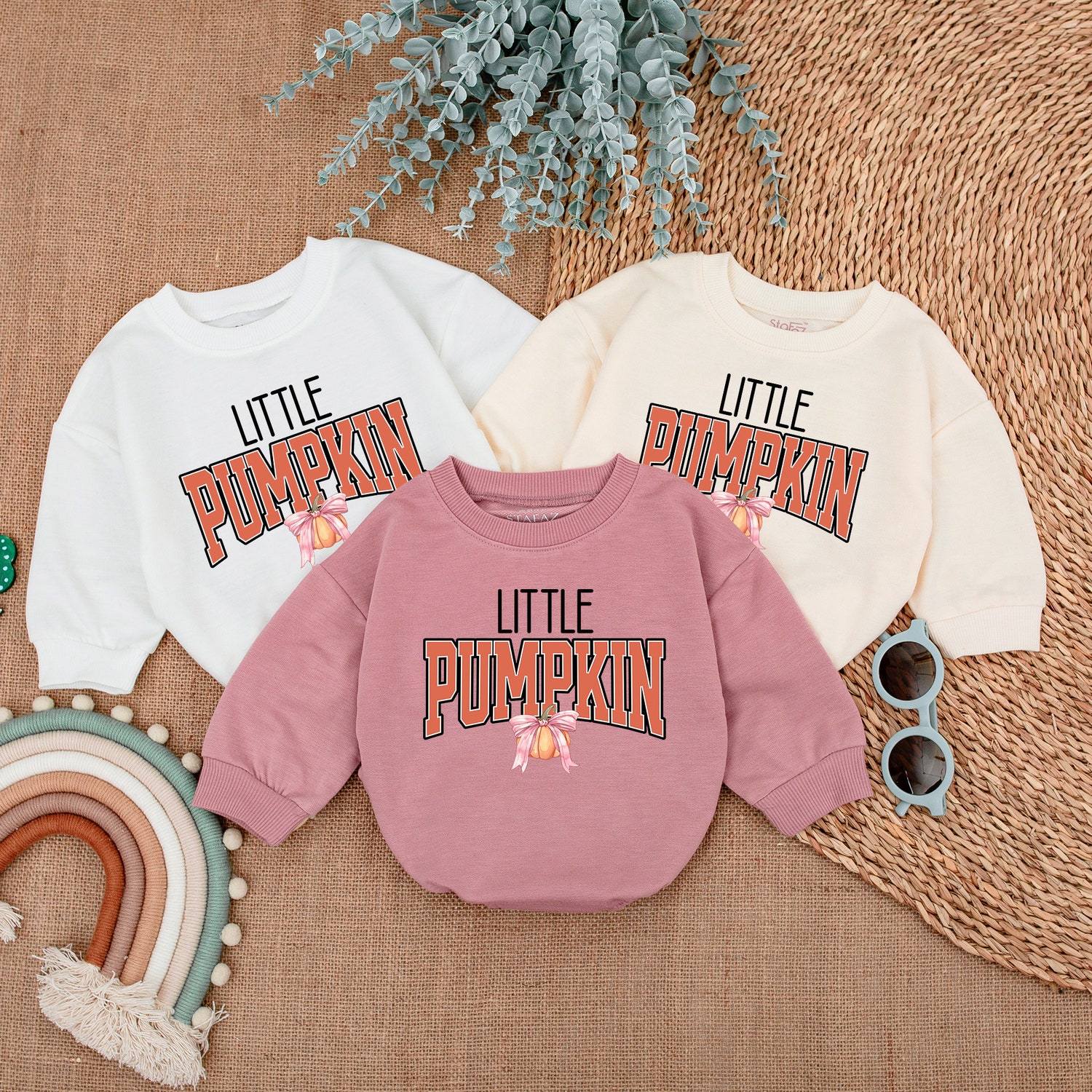 Little Pumpkin Baby Romper Thanksgiving Infant Outfit Fall Baby Shower Gift First Thanksgiving Baby Bodysuit image 3