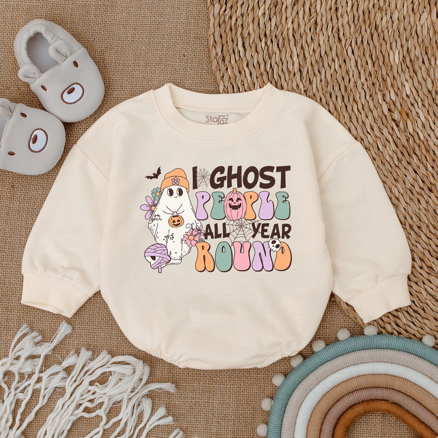 Ghost People My First Halloween Baby Romper Year Round Bubble Outfit for Boys image 1