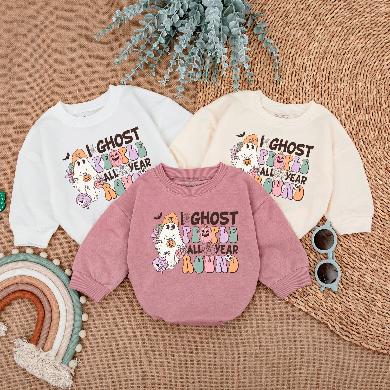 Ghost People My First Halloween Baby Romper Year Round Bubble Outfit for Boys image 2