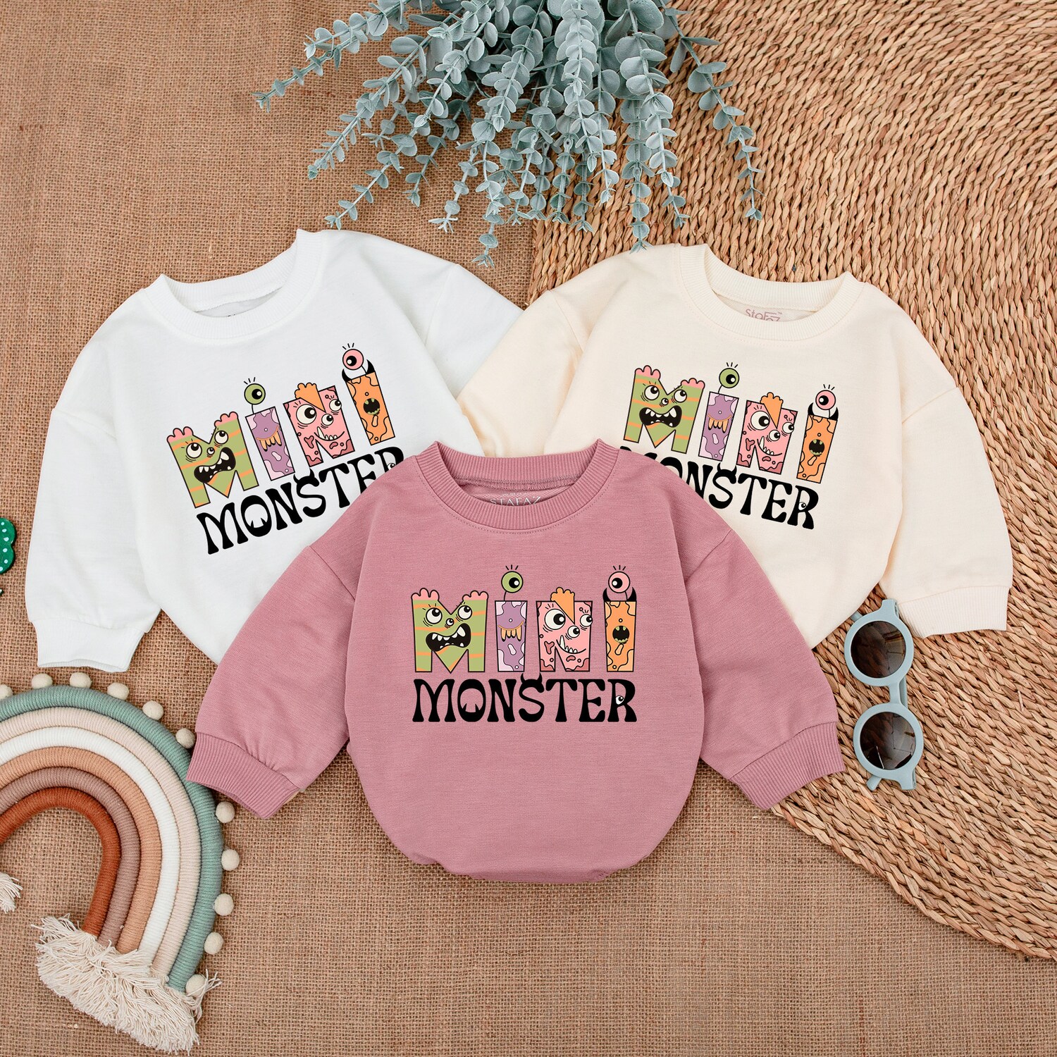 Mini Monster Romper Groovy Halloween Baby Outfit First Halloween Costume for Babies image 3