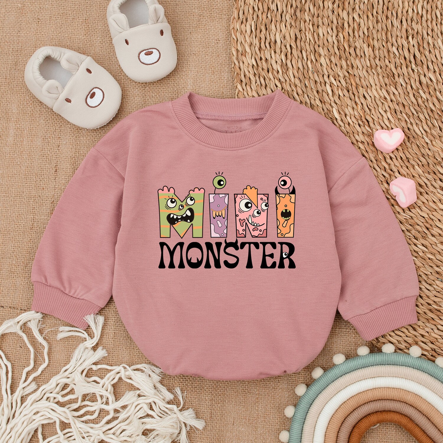 Mini Monster Romper Groovy Halloween Baby Outfit First Halloween Costume for Babies image 2