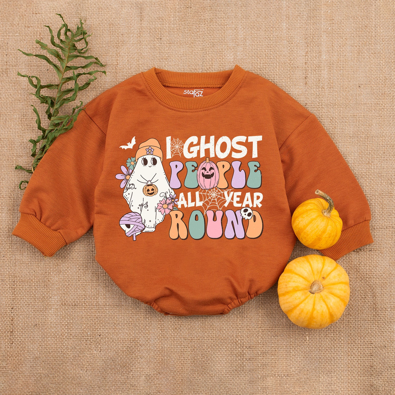 I Ghost People All Year Baby Romper First Halloween Baby Outfit Cute Halloween Baby Clothes image 2