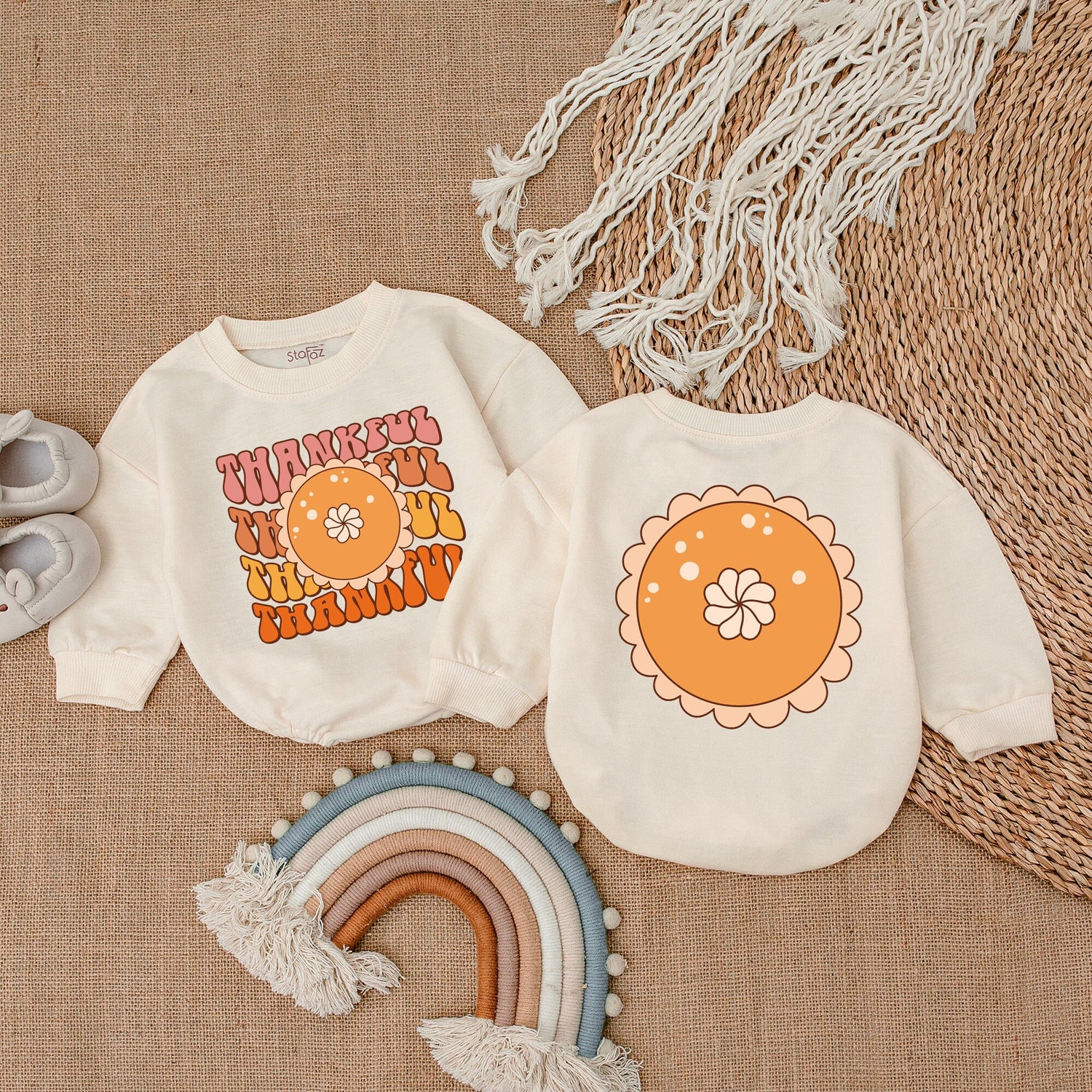 My First Thanksgiving Baby Romper Thankful Fall Outfit Infant Fall Clothes Baby Thanksgiving Outfit image 1