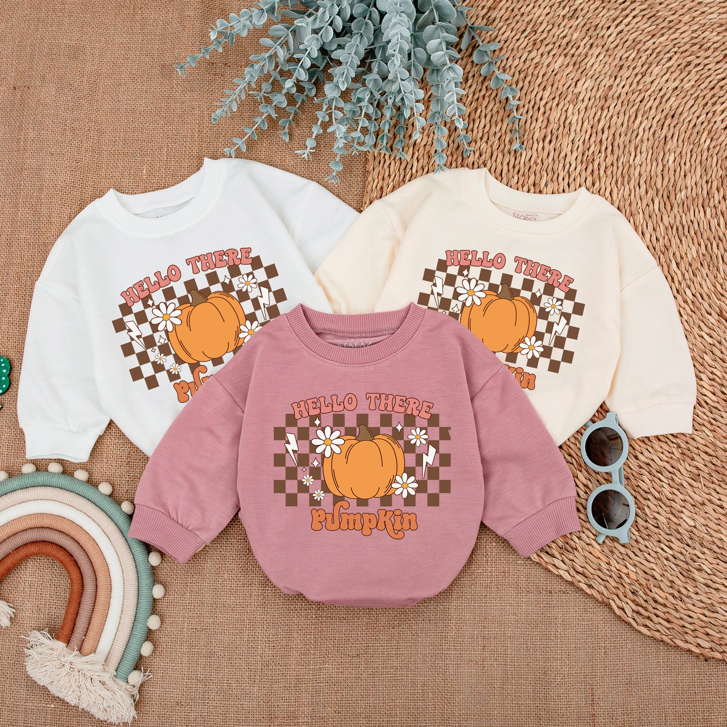 My First Thanksgiving Baby Romper Hello Pumpkin Fall Baby Clothes Thanksgiving Outfit image 3