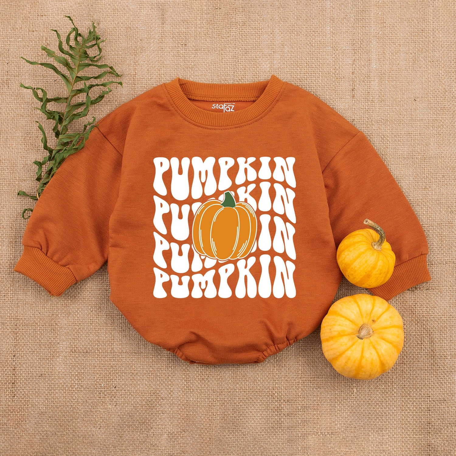 First Thanksgiving Pumpkin Bubble Romper Baby Fall Clothes Fall Baby Outfit image 3