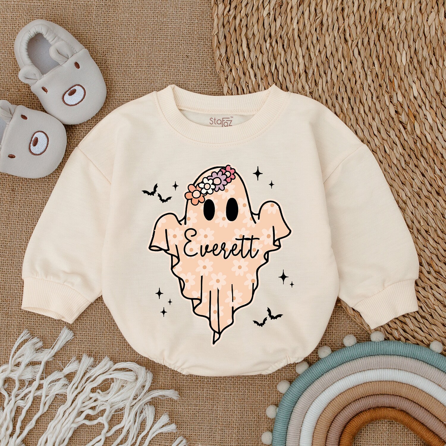 Custom Baby Girl's First Halloween Bodysuit Baby Clothes Bubble Romper Halloween Outfit image 1