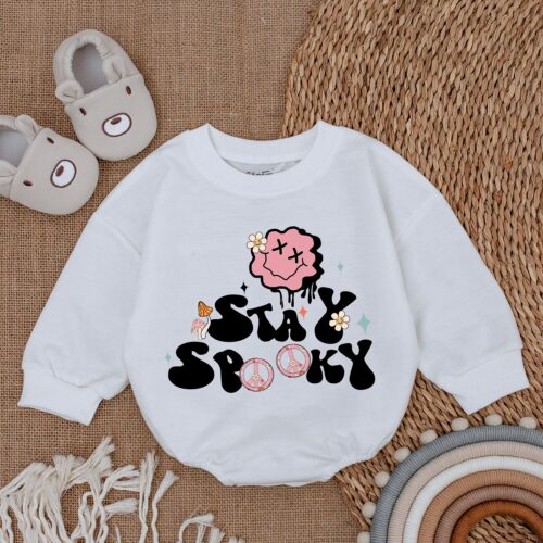 Stay Spooky Baby Girl Halloween Romper Cute First Halloween Outfit for Babies image 0