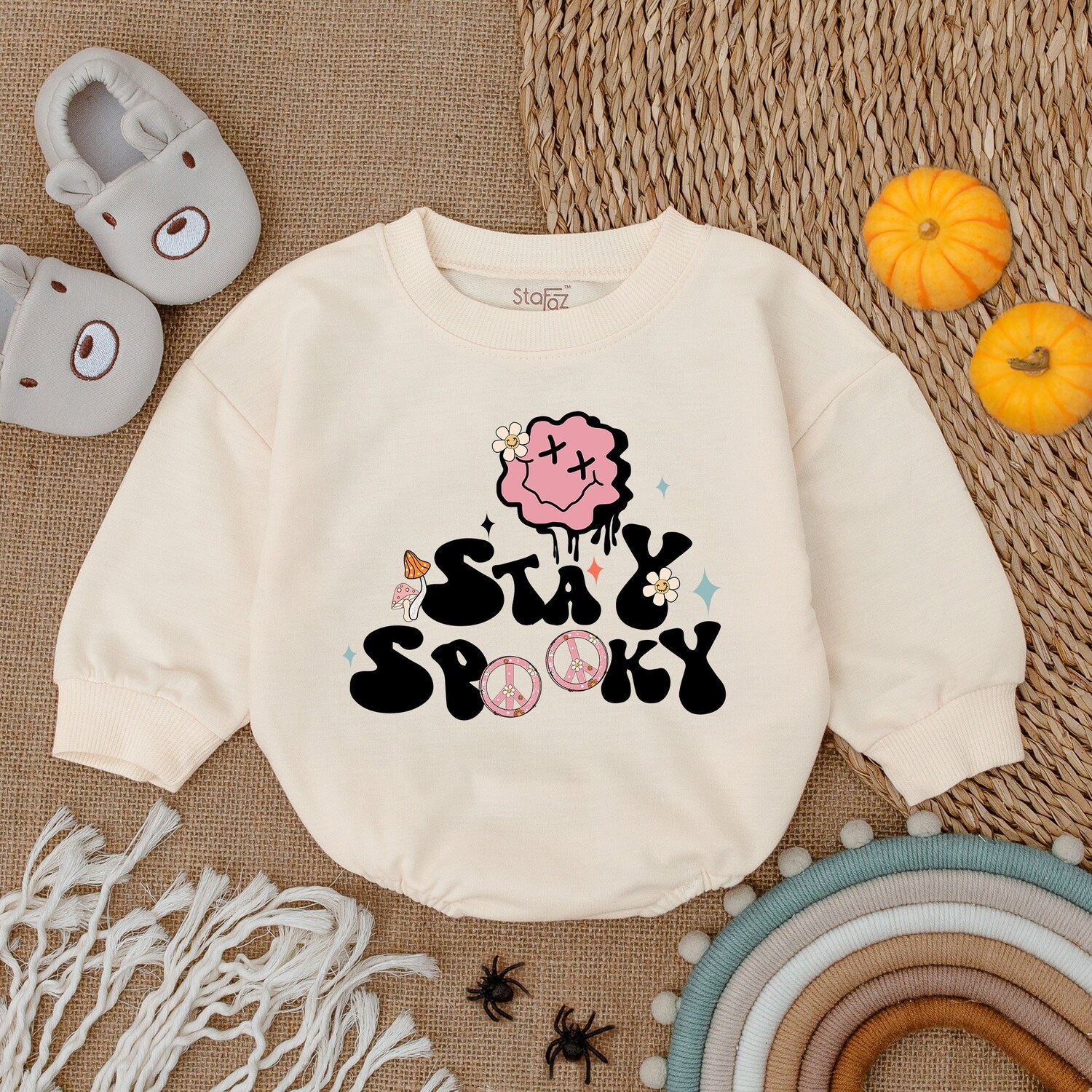 Stay Spooky Baby Girl Halloween Romper Cute First Halloween Outfit for Babies image 1