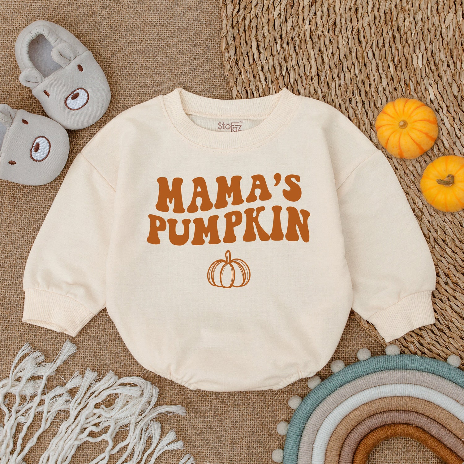 Retro Halloween Mama Pumpkin Baby Romper Newborn Clothes First Halloween Outfit image 5