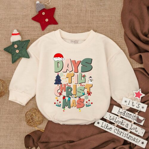 My First Christmas Baby Romper Oversized Long Sleeve Baby Bodysuit Baby Christmas Outfit image 0