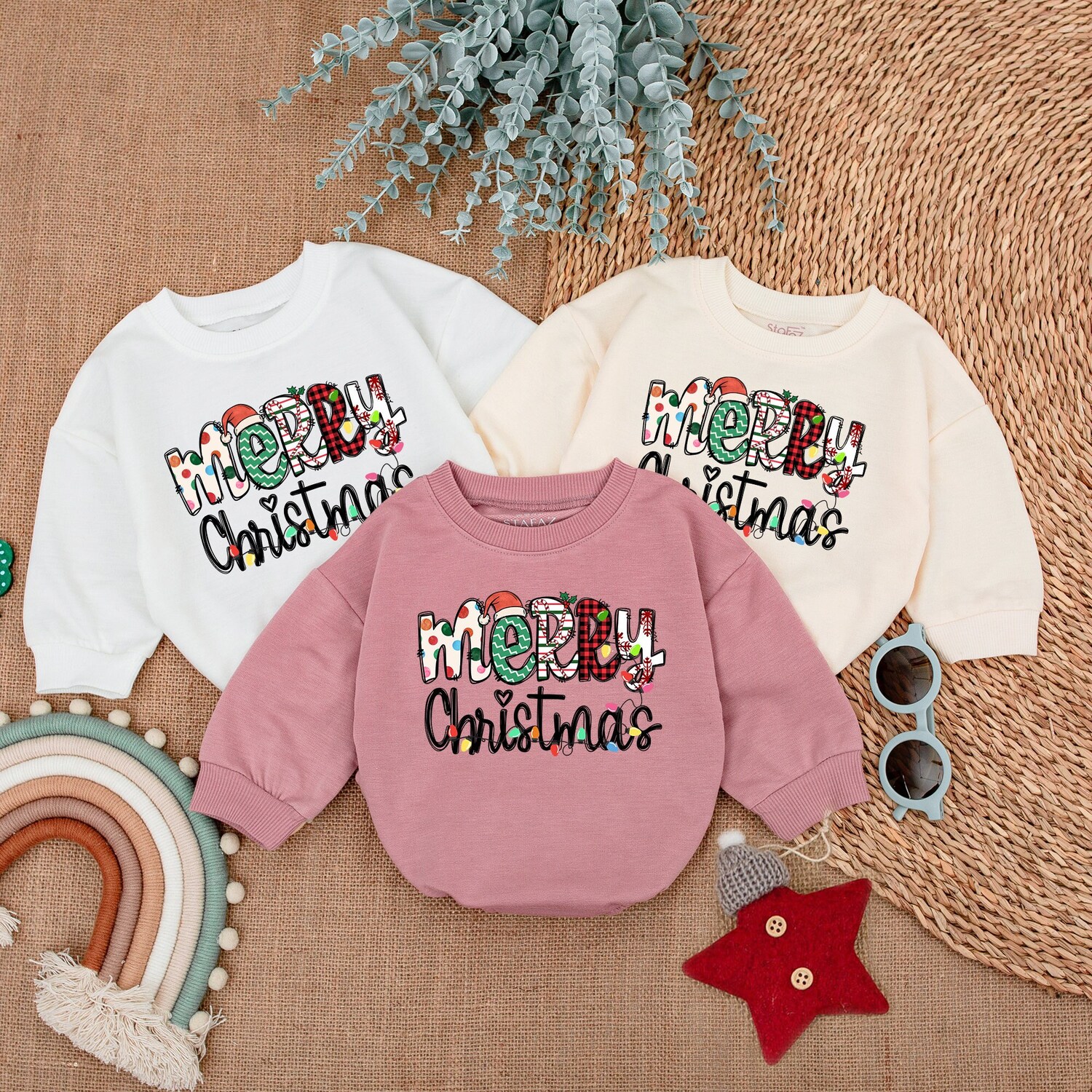 Merry Christmas Baby Romper My First Christmas Bodysuit Long Sleeve Baby Outfit Gift image 3