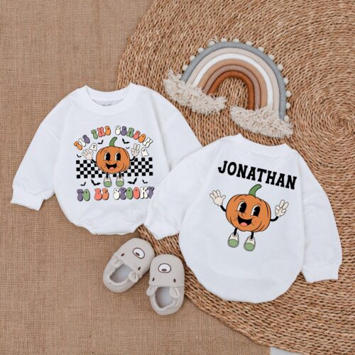 Custom Baby's First Halloween Bodysuit Tis The Season to Be Spooky Outfit Halloween Bubble Romper image 0