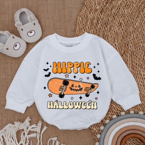 Hippie Halloween Baby Ghost Bodysuit First Halloween Romper Baby Boy Clothes image 0