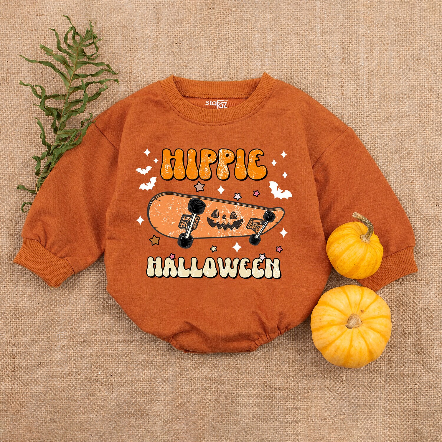 Hippie Halloween Baby Ghost Bodysuit First Halloween Romper Baby Boy Clothes image 3