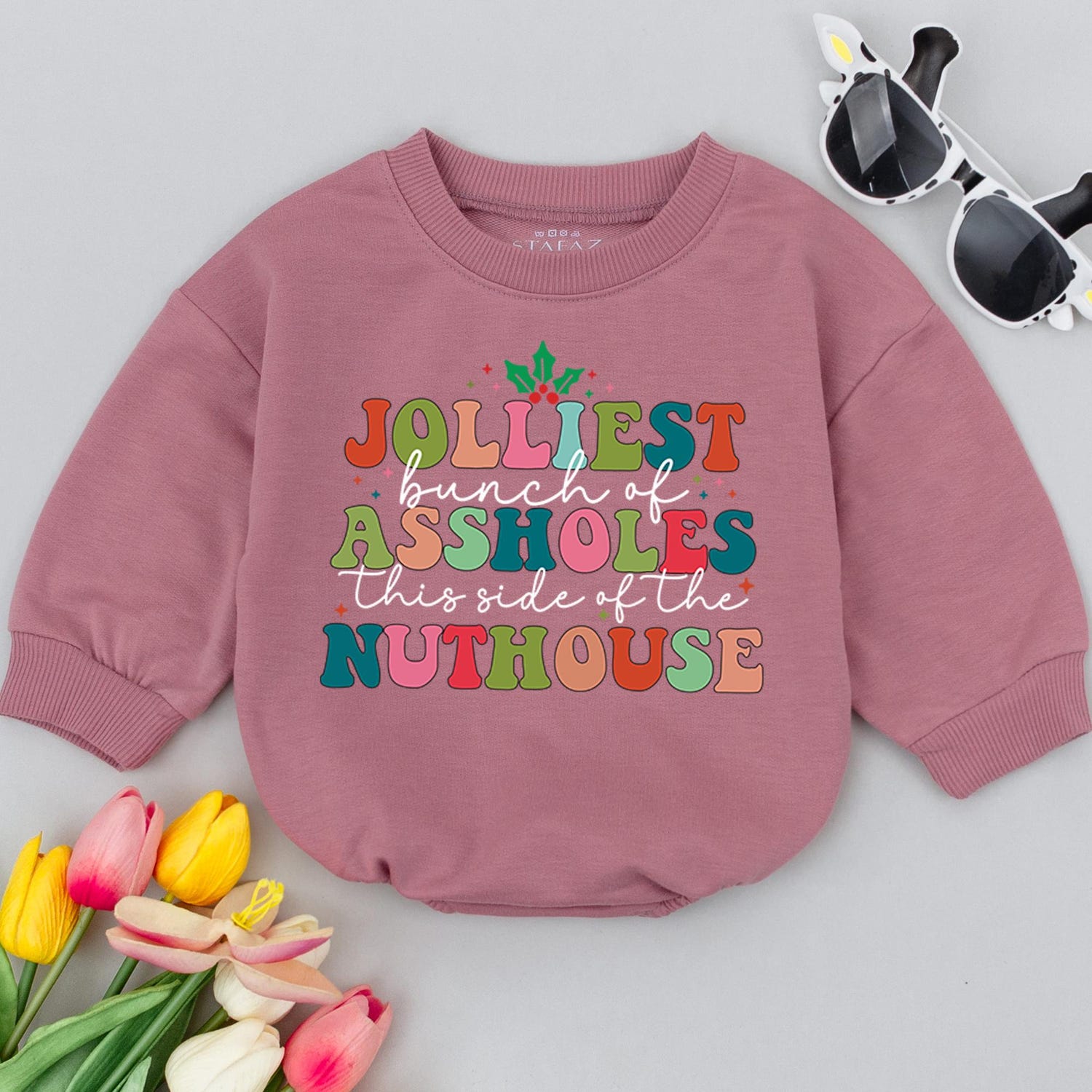 Jolliest Bunch of Assholes Funny Christmas Baby Romper Holiday Gift 1st Xmas Bodysuit image 2