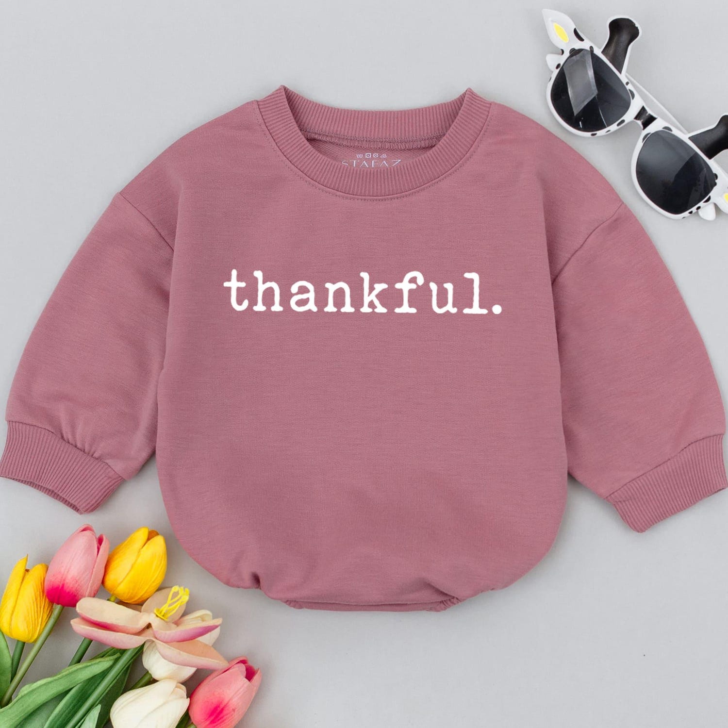 Thankful Thanksgiving Baby Romper Pumpkin Baby Outfit First Thanksgiving Baby Gift image 3