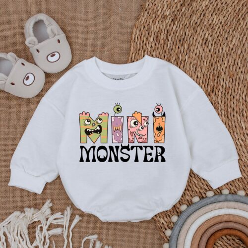 Mini Monster Romper Groovy Halloween Baby Outfit First Halloween Costume for Babies image 0