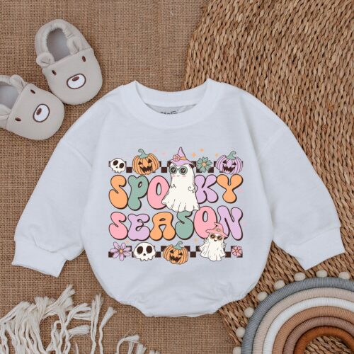 Spooky Groovy Halloween Baby Romper First Halloween Outfit Baby Halloween Costume image 0