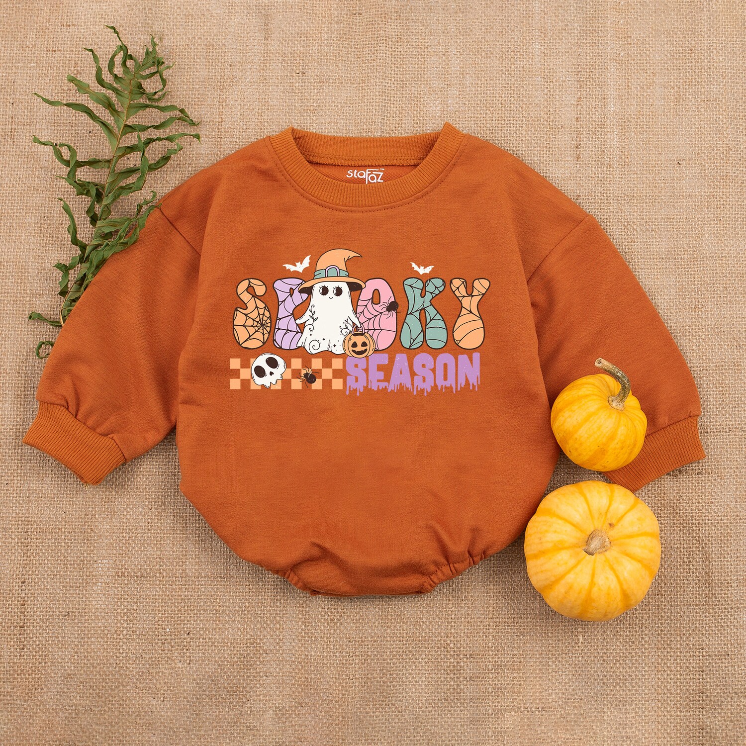 Groovy Halloween Baby Romper Spooky Season Infant Clothes First Halloween Outfit image 4