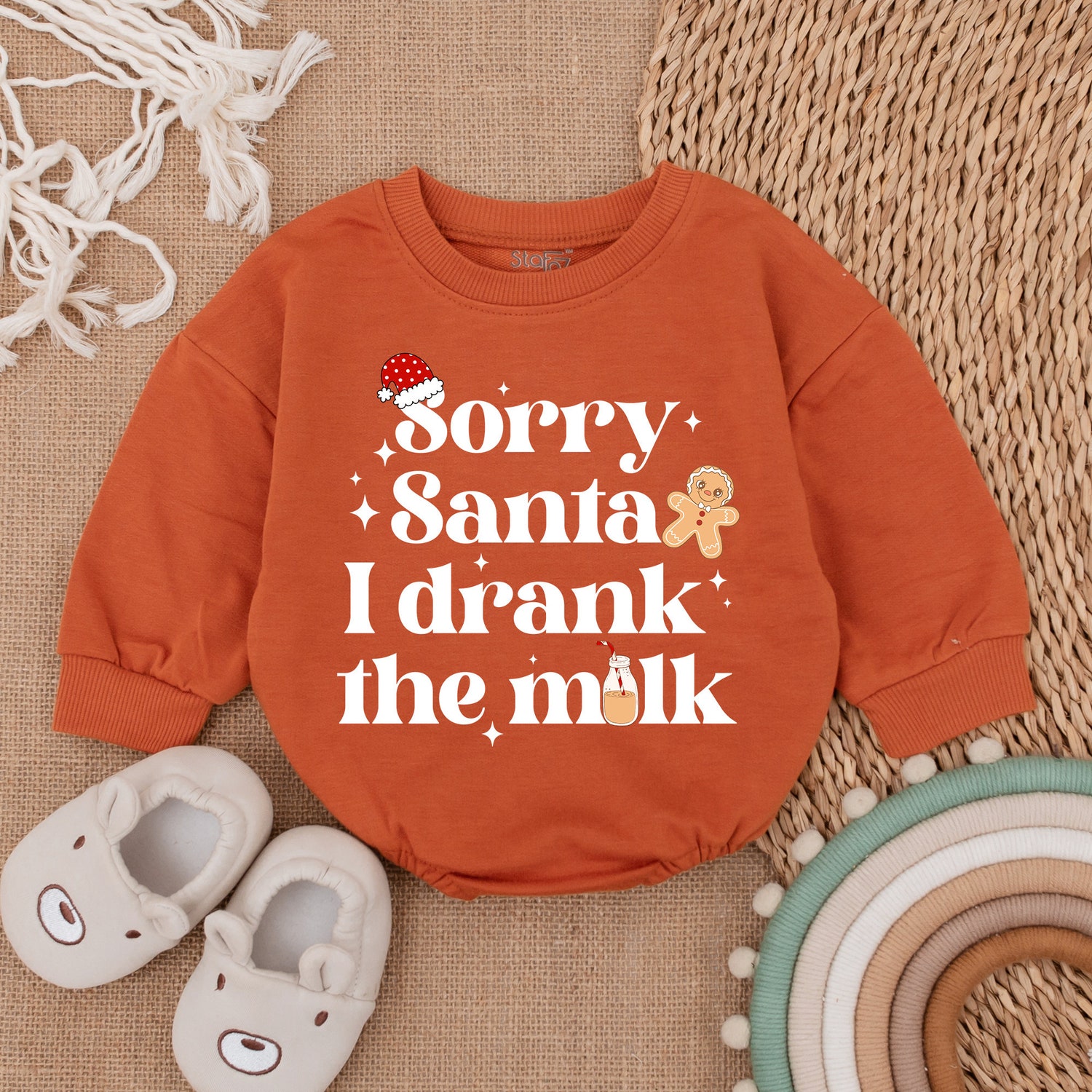 Sorry Santa I Drank The Milk Baby Romper Christmas Bodysuit First Christmas Baby Outfit image 4