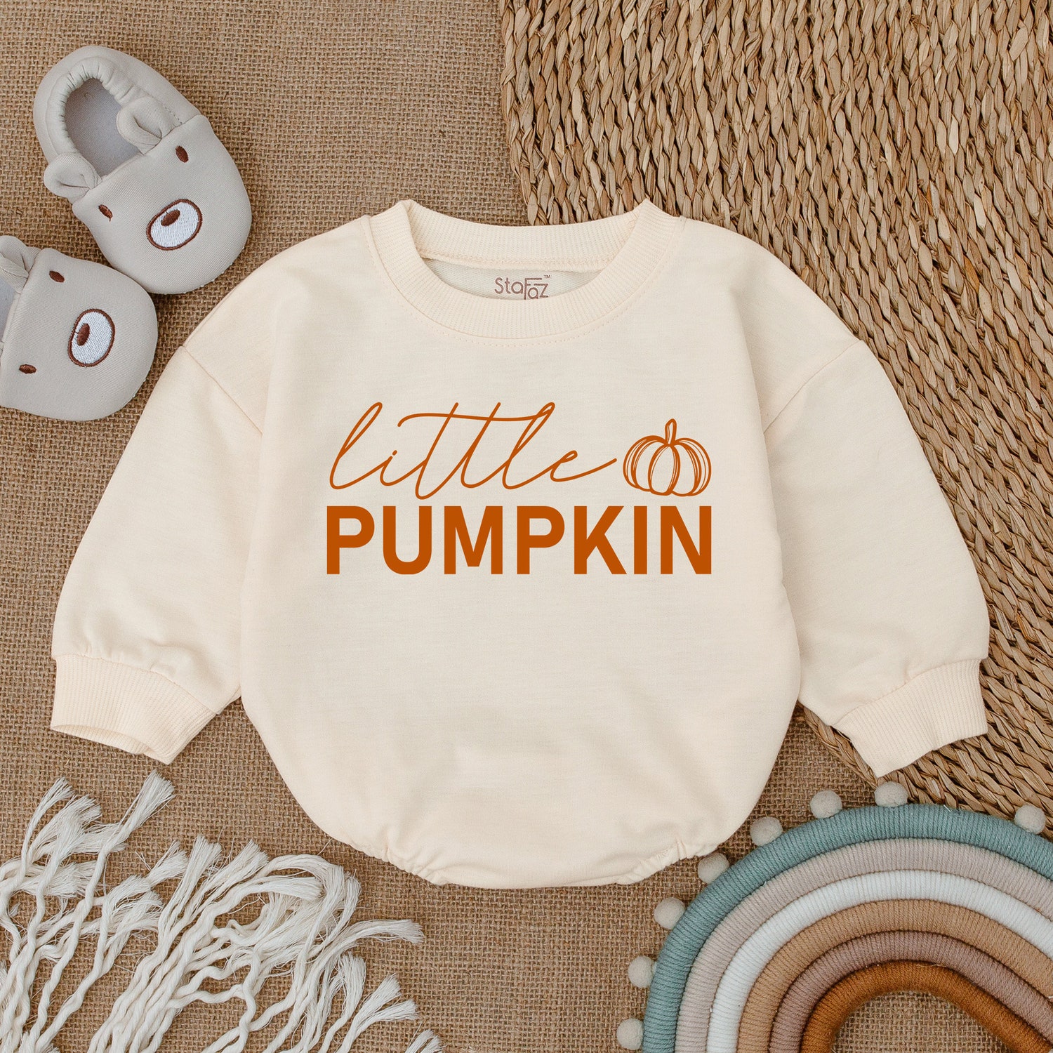 Little Pumpkin Baby Romper Fall Baby Bodysuit Baby Shower Gift Cute Pumpkin Baby Outfit image 1