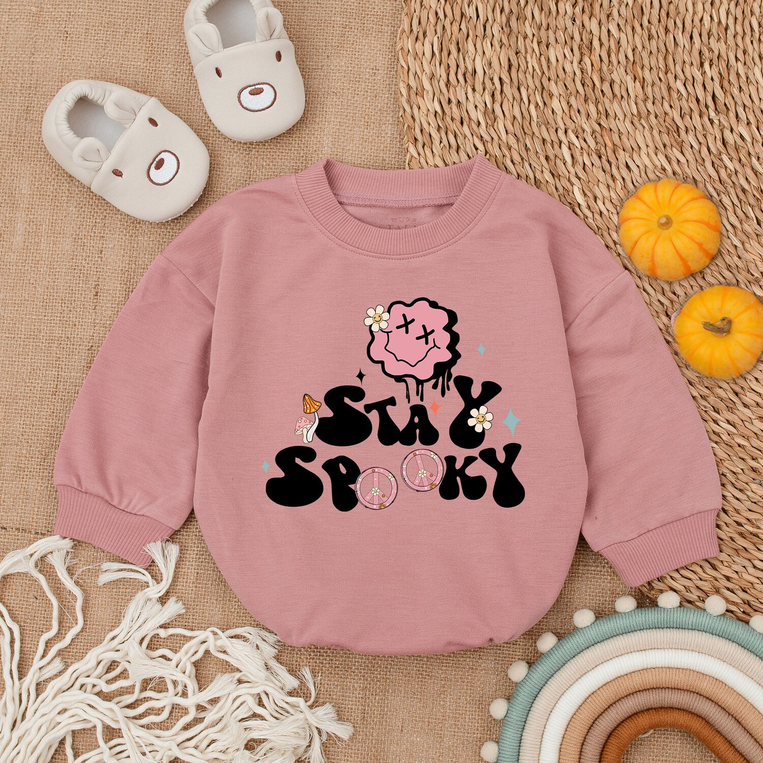 Stay Spooky Baby Girl Halloween Romper Cute First Halloween Outfit for Babies image 2