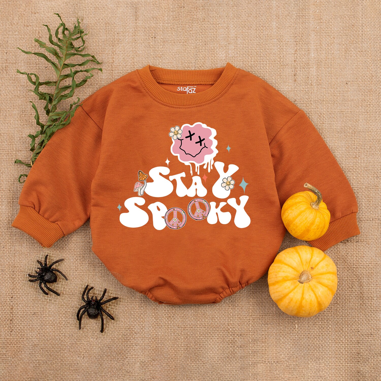 Stay Spooky Baby Girl Halloween Romper Cute First Halloween Outfit for Babies image 3