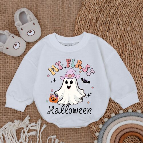 Baby Girl's First Halloween Bodysuit Cute Bubble Romper Infant Halloween Outfit image 0