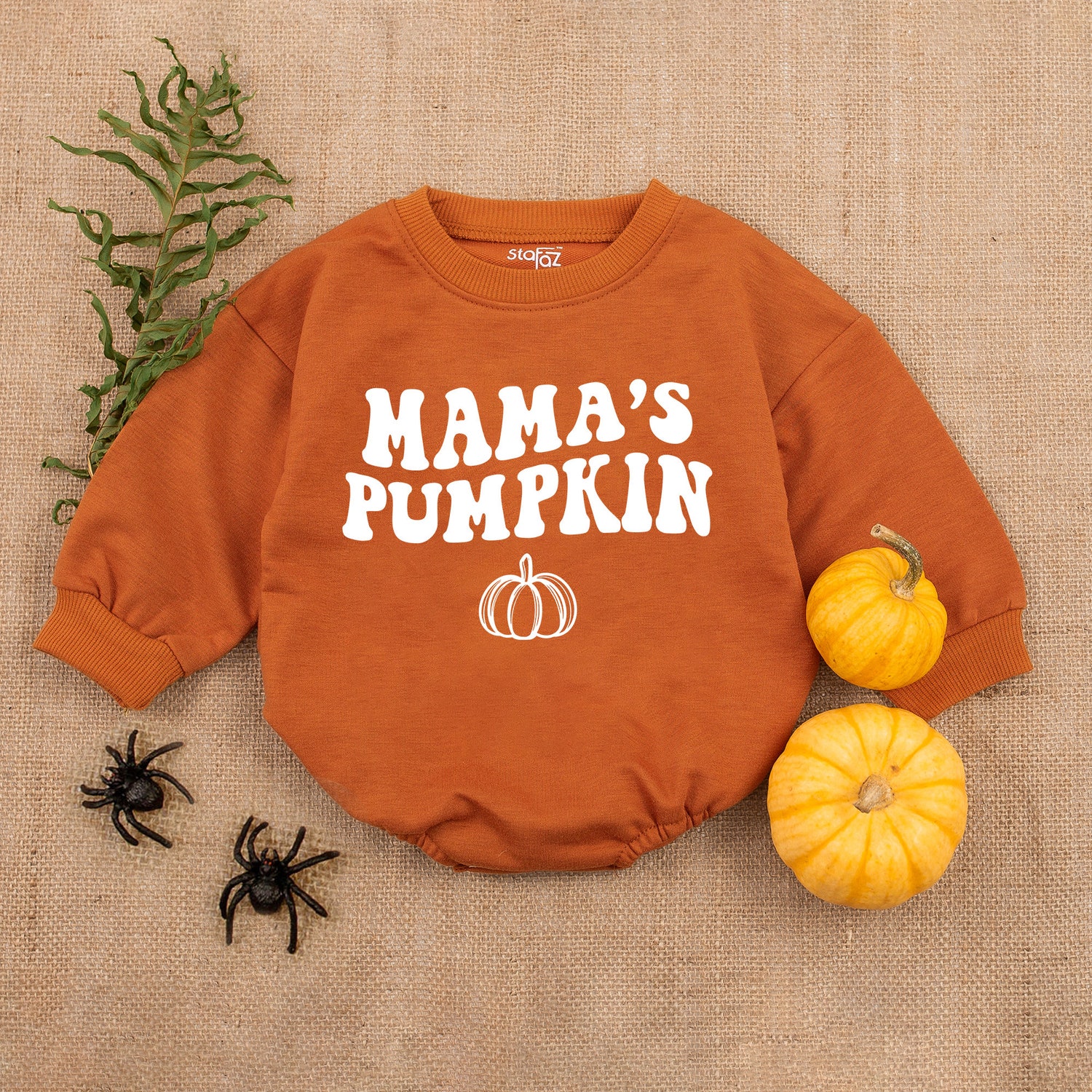 Retro Halloween Mama Pumpkin Baby Romper Newborn Clothes First Halloween Outfit image 3