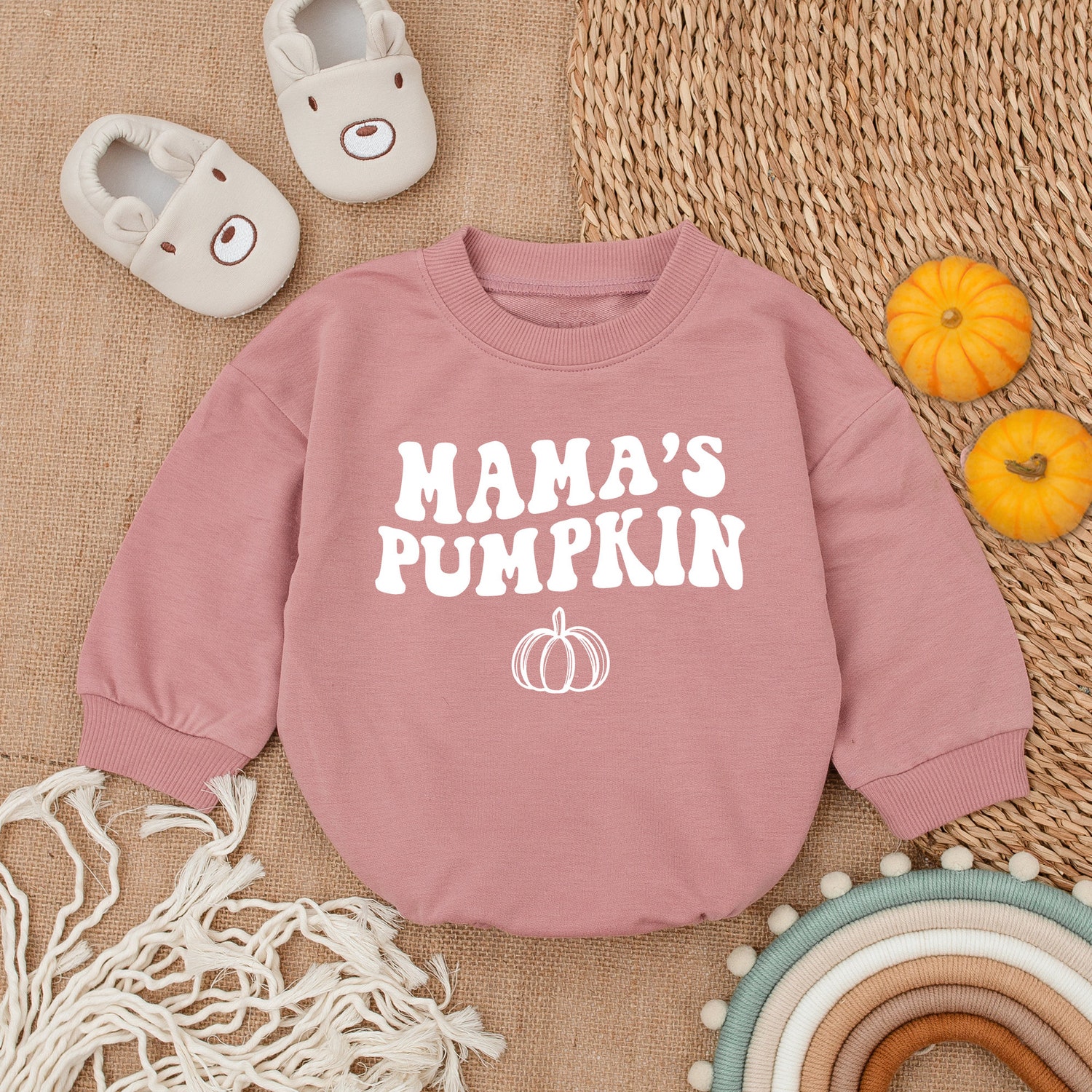 Retro Halloween Mama Pumpkin Baby Romper Newborn Clothes First Halloween Outfit image 4