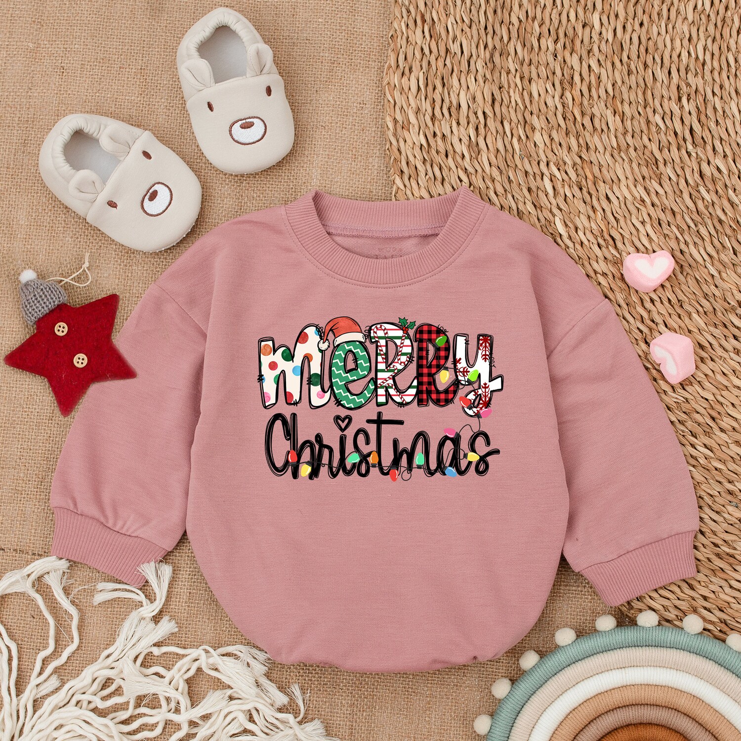 Merry Christmas Baby Romper My First Christmas Bodysuit Long Sleeve Baby Outfit Gift image 2