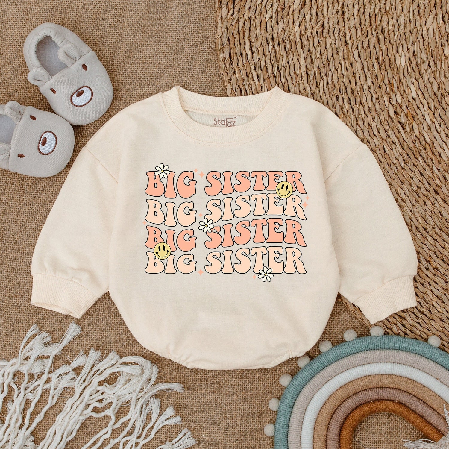 Big Sister Baby Romper Newborn Bodysuit Pregnancy Announcement Outfit Infant Baby Clothes image 1