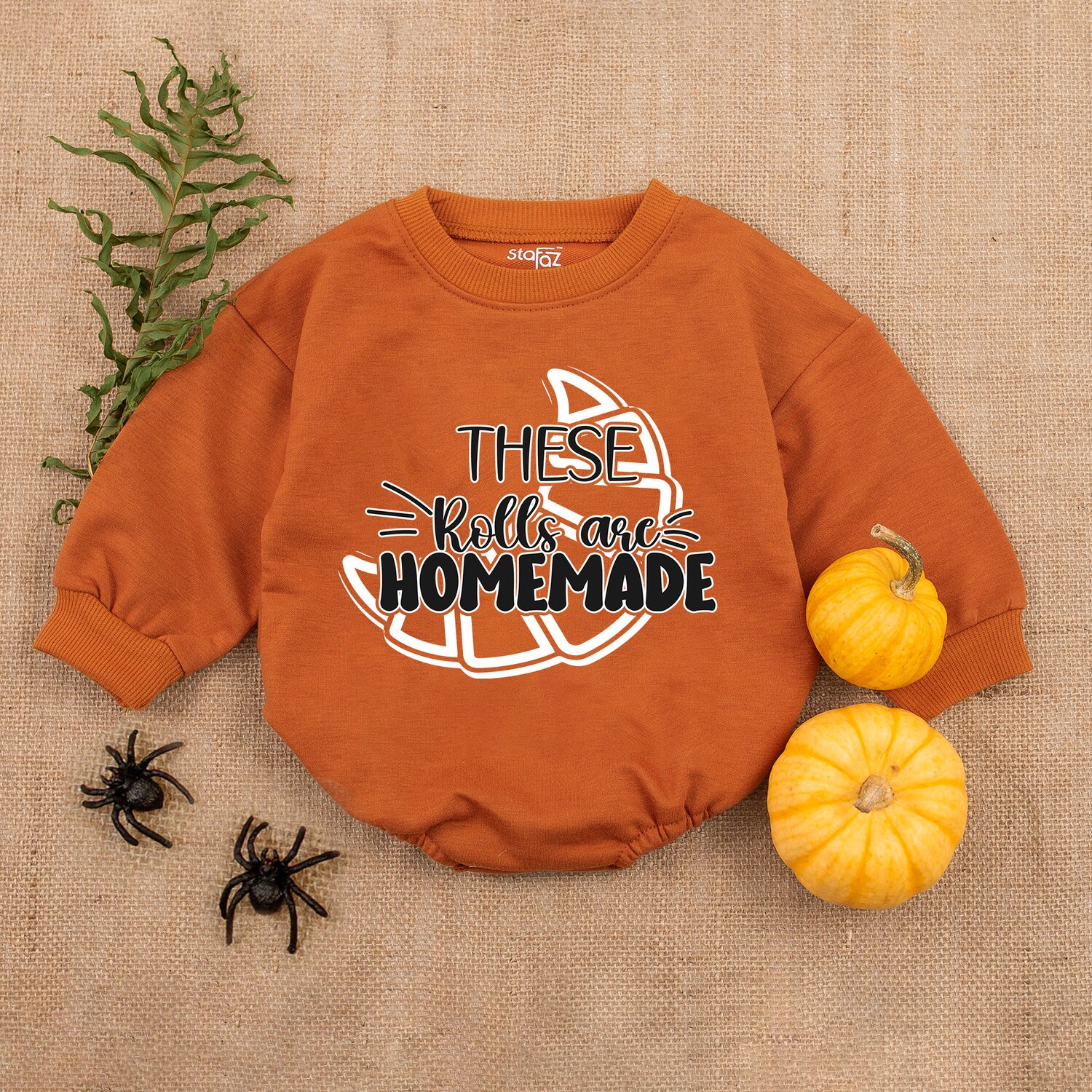 Homemade Rolls Romper Thanksgiving Infant Outfit Fall Baby Shower First Thanksgiving image 3