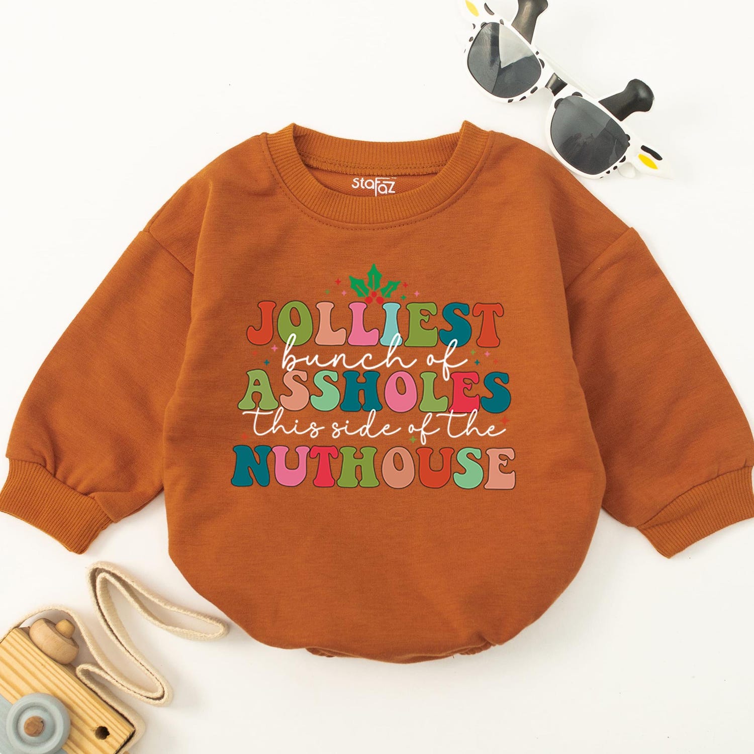 Jolliest Bunch of Assholes Funny Christmas Baby Romper Holiday Gift 1st Xmas Bodysuit image 3