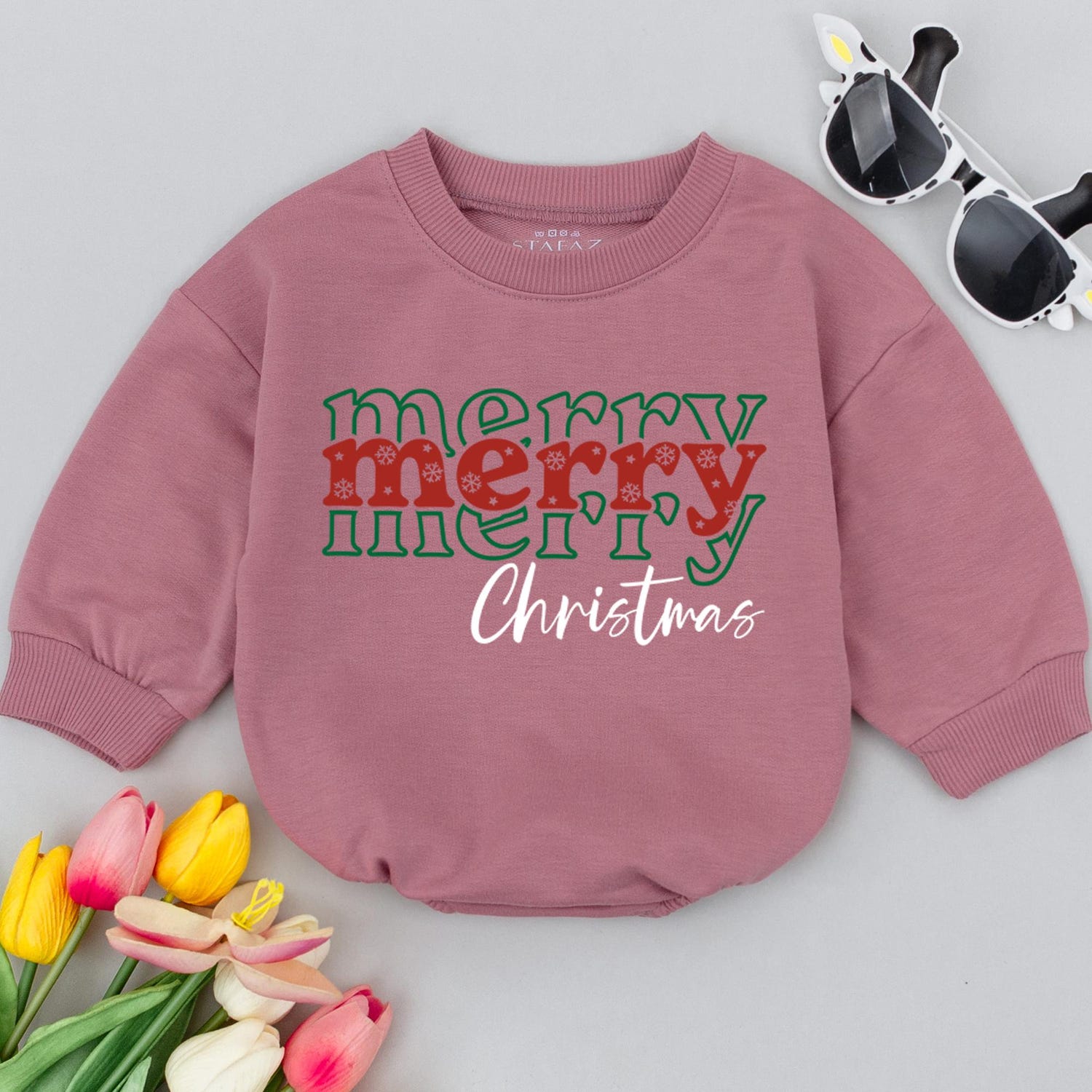 Retro Christmas Baby Romper 1st Christmas Outfit Merry Christmas Vibes Baby Shower Gift image 2