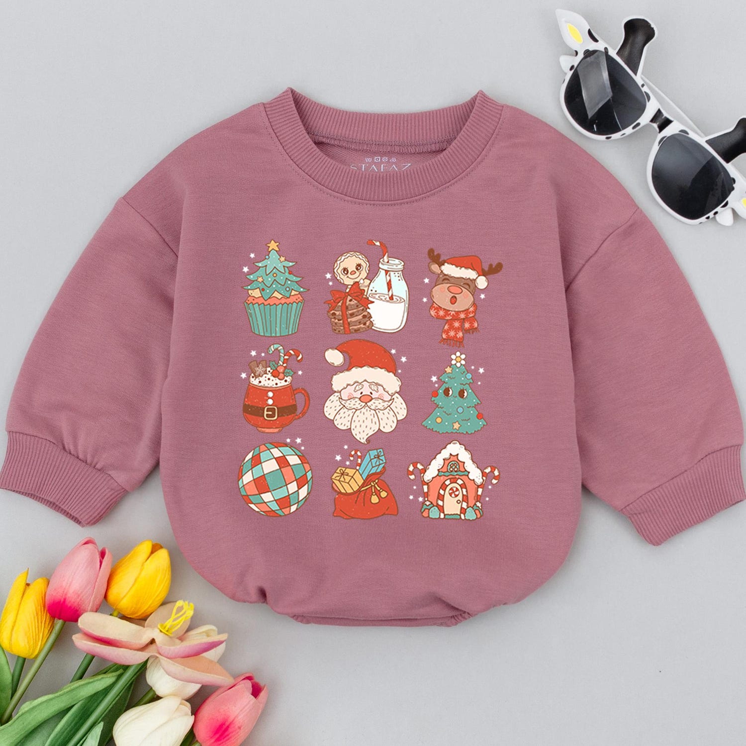 Funny Christmas Baby Outfit Bubble Romper Toddler Sweatshirt 1st Xmas Baby Shower Gift image 2