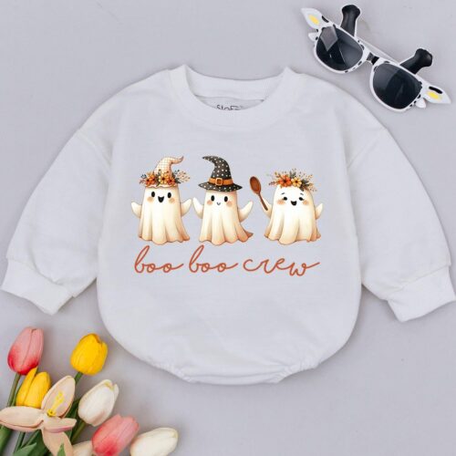 Boo Boo Crew Halloween Baby Romper Fall Newborn Bodysuit Baby Halloween Outfit image 0