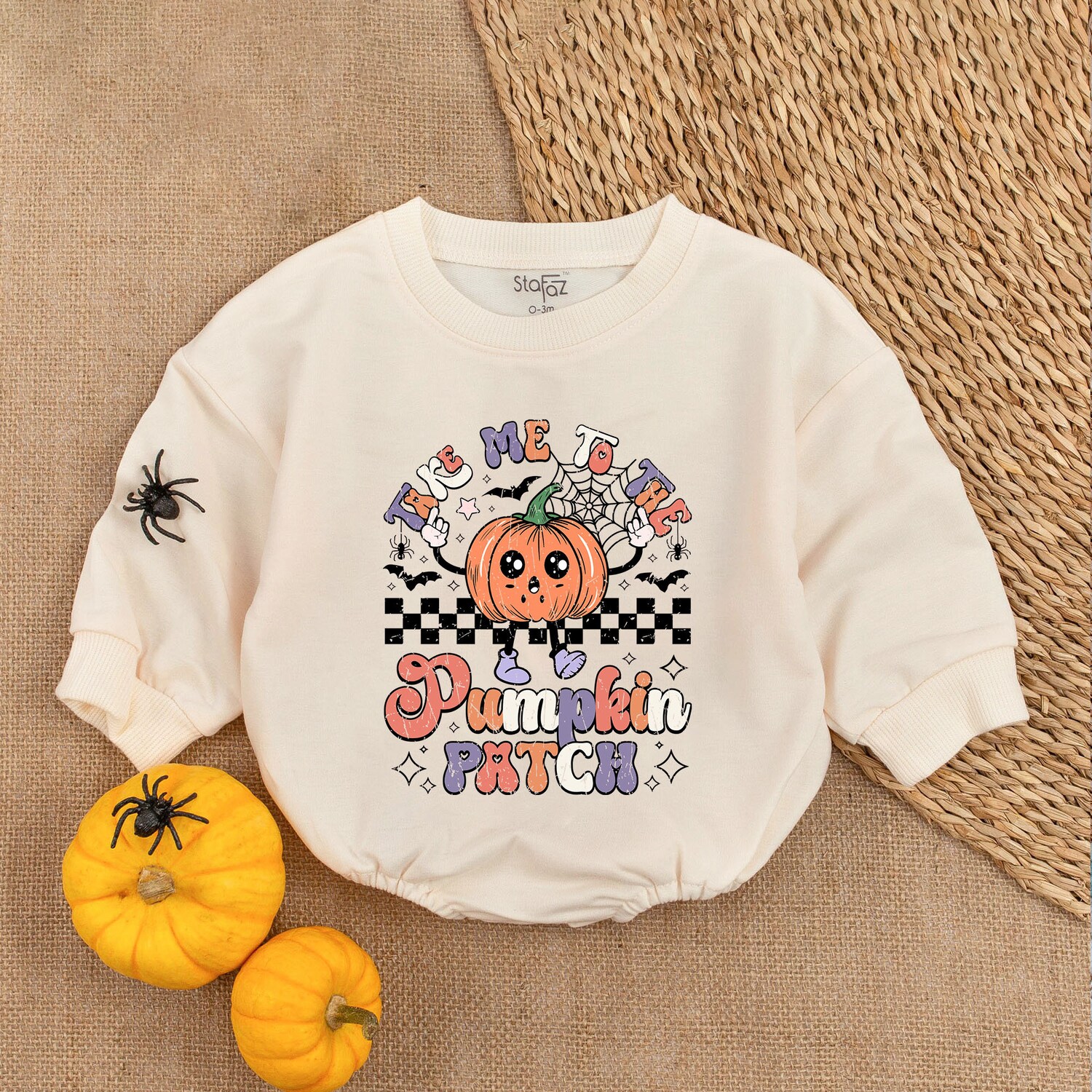 First Thanksgiving Baby Romper Pumpkin Patch Newborn Outfit Fall Baby Shower Clothes image 1