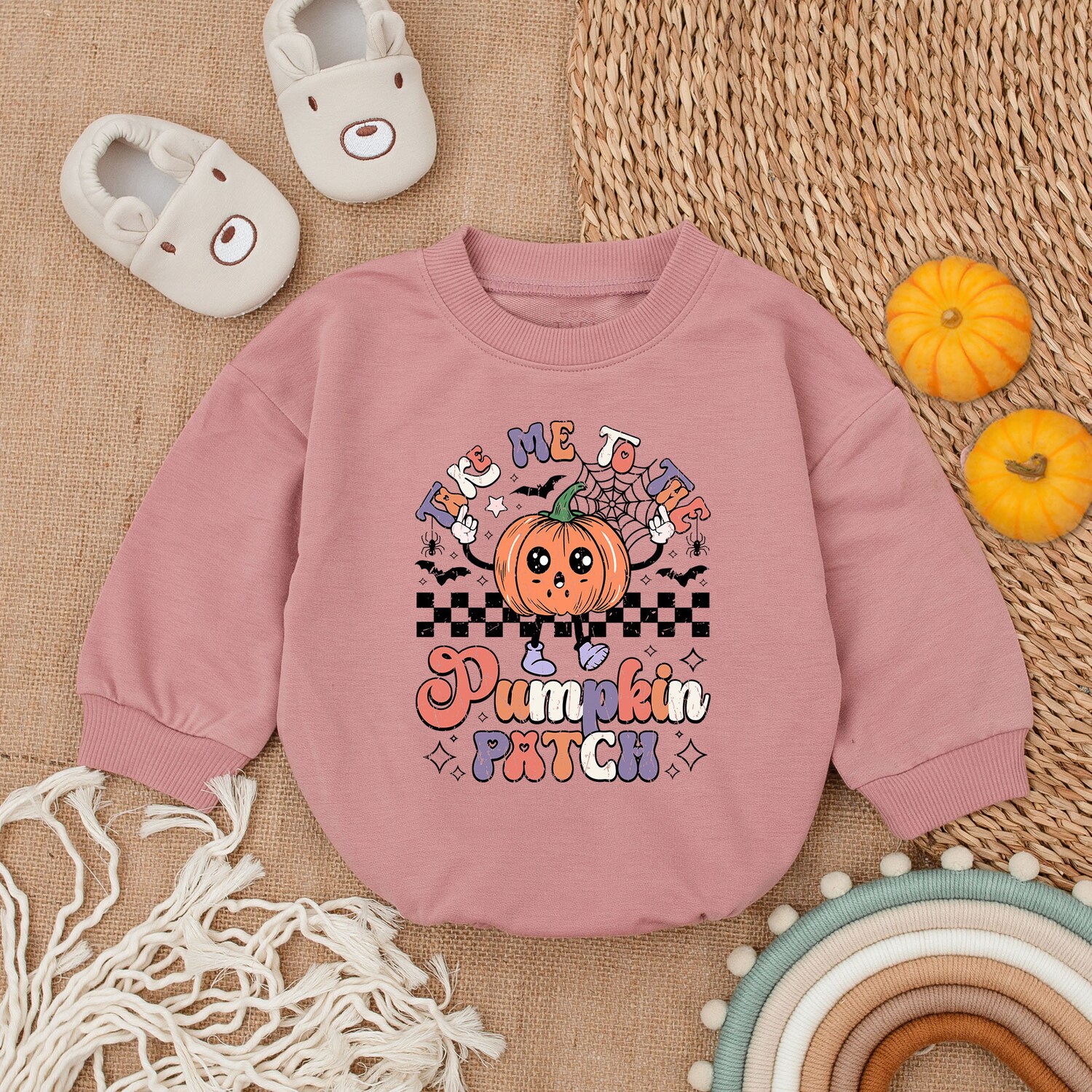 First Thanksgiving Baby Romper Pumpkin Patch Newborn Outfit Fall Baby Shower Clothes image 2