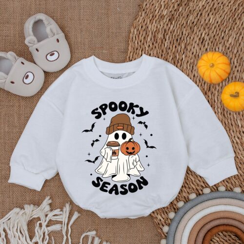 My First Halloween Baby Bodysuit Spooky Season Baby Romper Halloween Baby Girl Outfit image 0