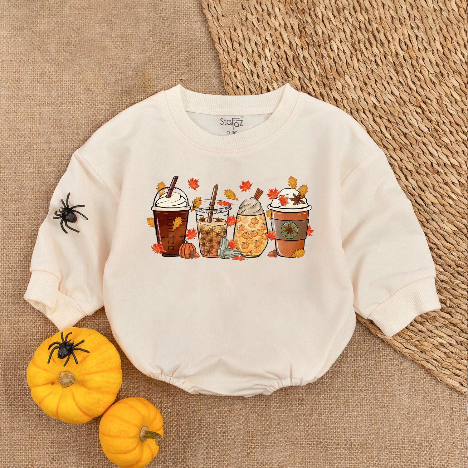 Fall Coffee Bodysuit Western Halloween Baby Romper First Halloween Baby Outfit image 1